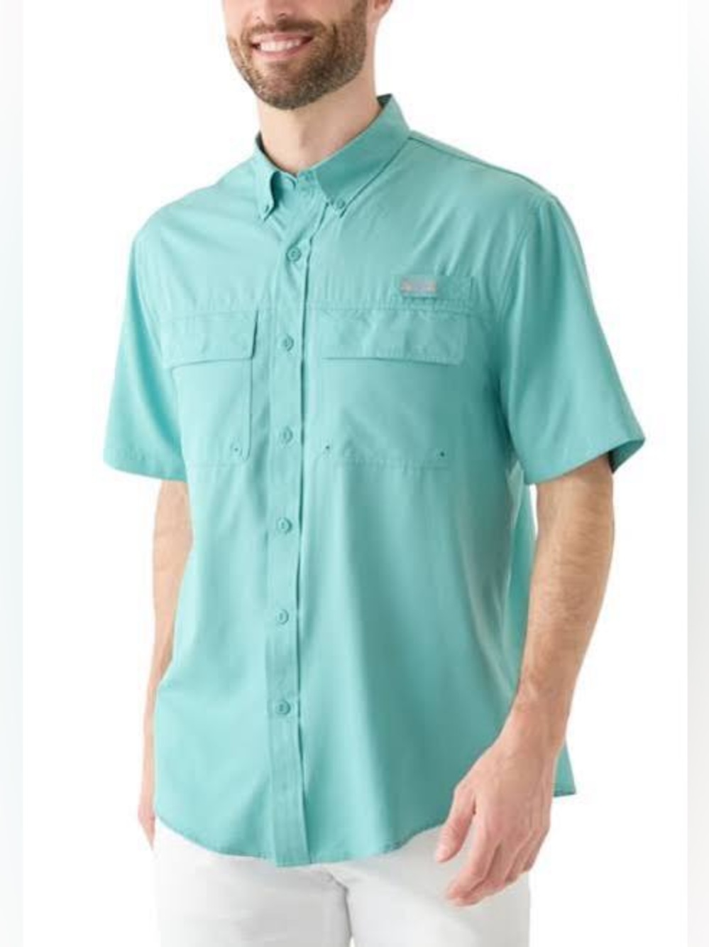 Ocean + Coast Blue Fishing Shirt Button Down Short Sleeve XL